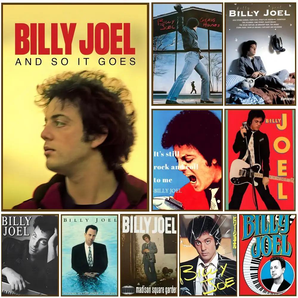 Billy Joel Singer Poster Self-adhesive Living Room Bedroom Party Bar Decor Moisture-proof Fade-resistant HD
