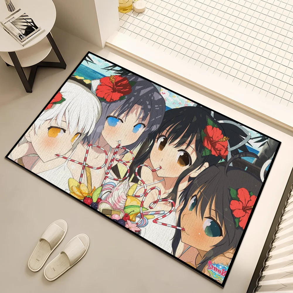 Door Mat Peach Senran For Living Room Bedside Decoration Bed Game Floor Bath Kagura Ball Kitchen Entrance Carpet Large Rug