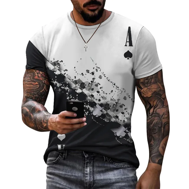 Fashion New Poker original men's shirts Summer Casual Trend Personality streetwear 3D Printed Round Neck Short Sleeve Tees Tops