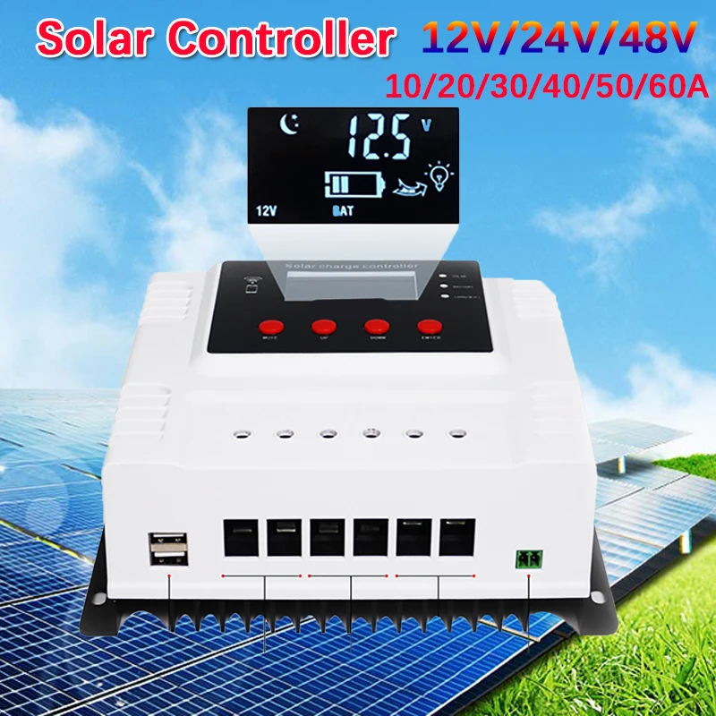 

Solar Controller 10-60A Photovoltaic System LED Display Intelligent App Wifi Control Solar Panels 12V 24V 48V Battery Charger