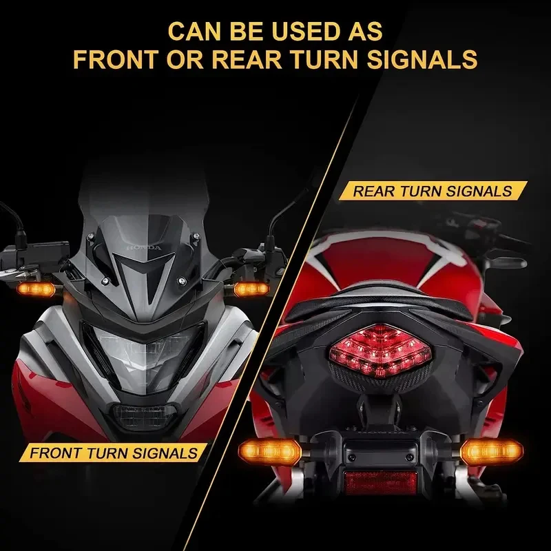 2/4/6PCS Mini Motorcycle LED Turn Signal Lights Amber Flashing Light Blinker Turn Signal Lamp 12V Indicator Lamp Accessories