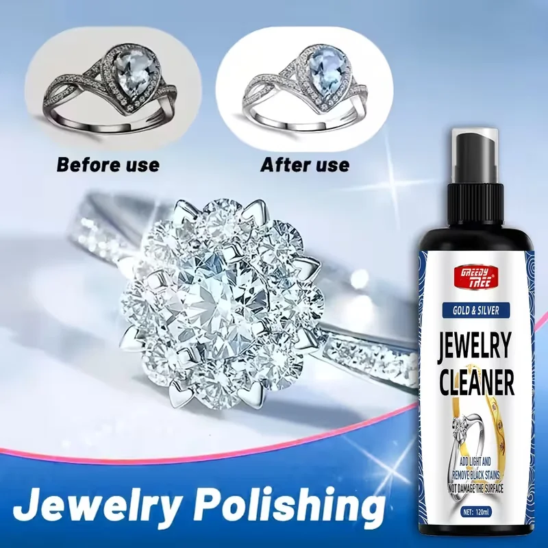 

Спрей для чистки ювелирных изделий Greedy Tree для золота и серебра, 120 мл - мгновенное средство для полировки и очистки, удаляет потемнения и пятна, безопасно для всех.