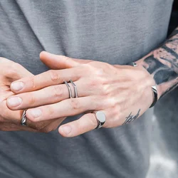 Vnox Aangepaste Signet Ring Voor Mannen Vrouwen, Chunky Punk Stempel Vierkante Ronde Top Vinger Band, rock Zachte Broederlijke Ringen Gift