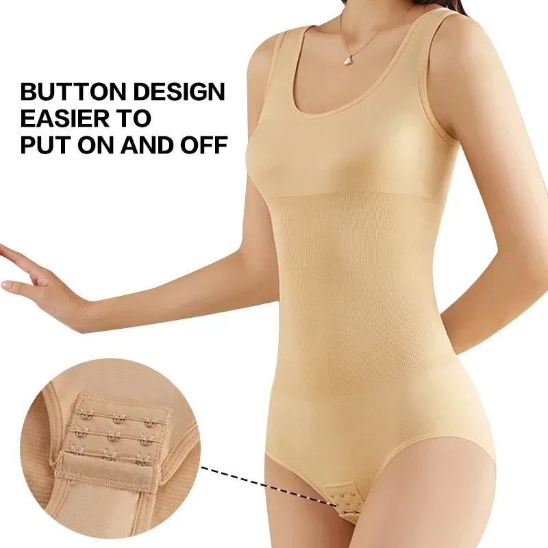 Large Size One Piece Body Shapewear Waist Trainer Women's Corset Seamless Abdomen Pants Crotch Buckle Slimming Underwear