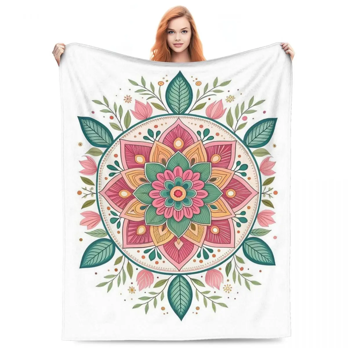 

Mandala Yoga Flower Bohemia Meditation Nature Blanket Fleece Throw Blanket Portable Throw Blankets for Bedroom Throws Bedspread