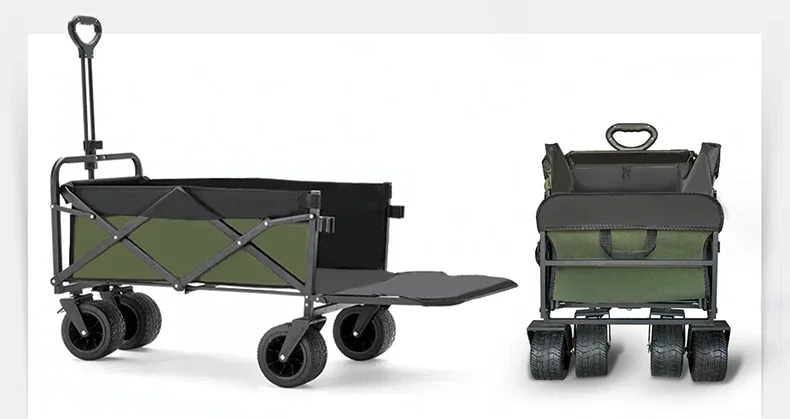 2026 Outdoor Park Utility Folding Beach Trolley Picnic Camping Cart Garden Metal Folding Beach Wagon Cart