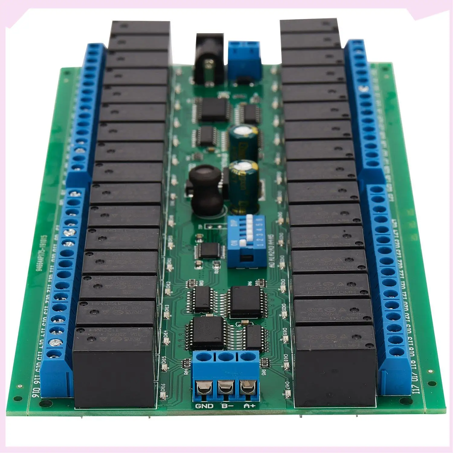 B24B R421C32 DC12V 32 Channels Modbus RTU RS485 Bus Relay Module UART Serial Port Board For PLC LED Home Automation Door Lock
