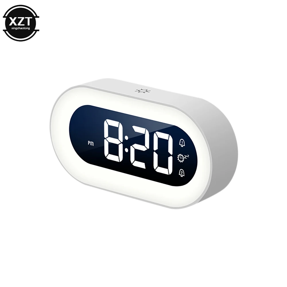 Music LED Digital Alarm Clock Voice Control Night Light Design Desktop Electronic Clocks Home Bedroom Decoration Builtin Bedside
