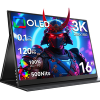 16 inch OLED 120Hz Portable Monitor 3k 500Nits 100% DCI-P3 Gaming Display External Screen With Mini HDMI for Laptop Mac PC Phone