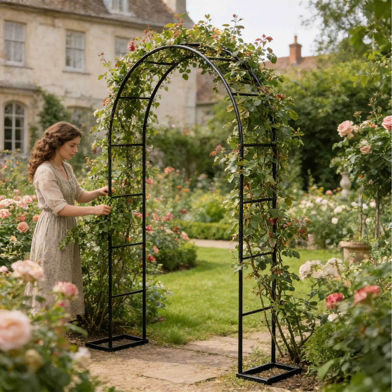 Garden Arch Trellis Iron Plants Stand Backdrop Outdoor Plants Arch Trellis For Yard Lawn Backyard Wedding Engagement Ceremony