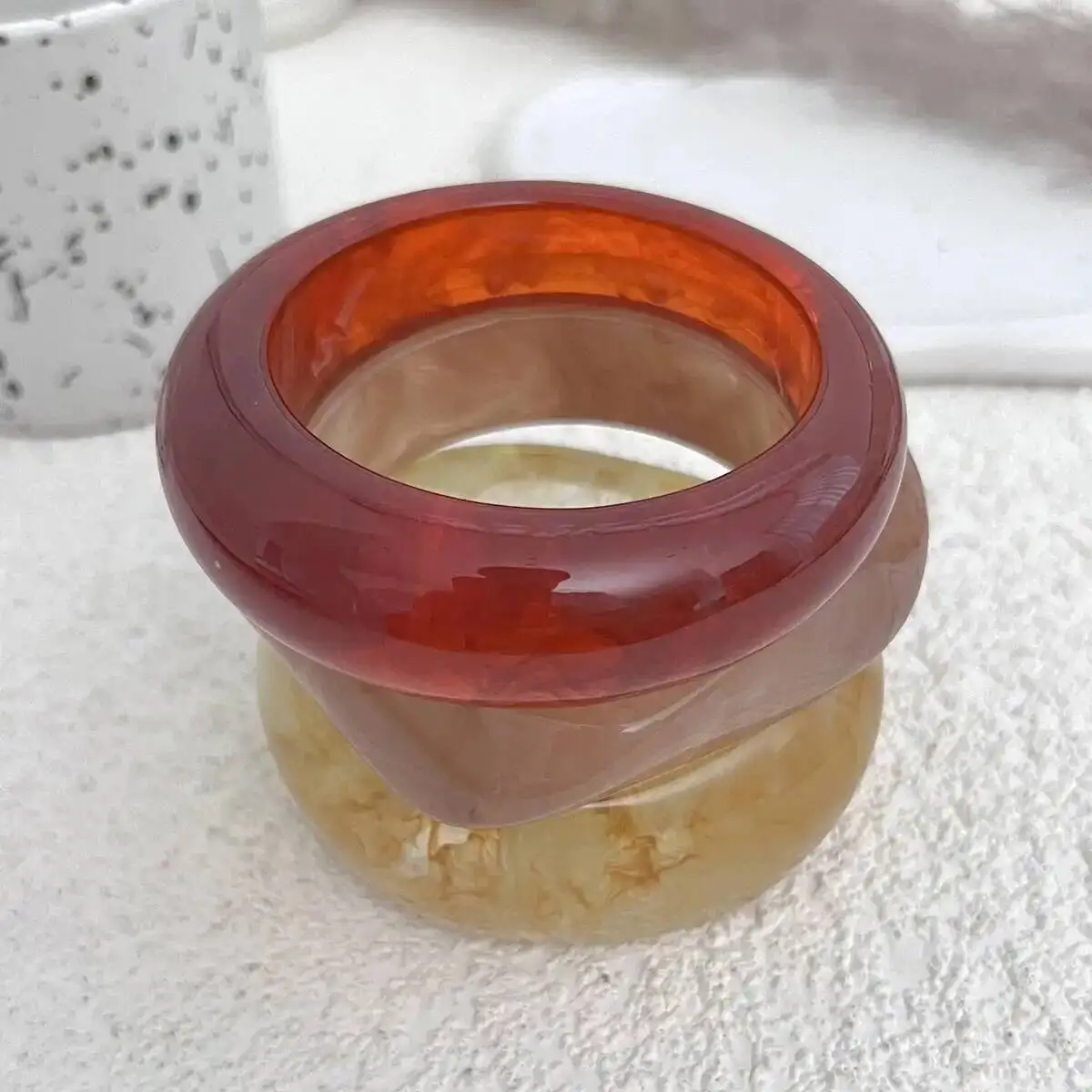 Lacteo 3 أنماط خمر غير النظامية الراتنج التراص أساور أساور النساء أنيق الإبداعية سميكة واسعة الإسورة حلية مجوهرات