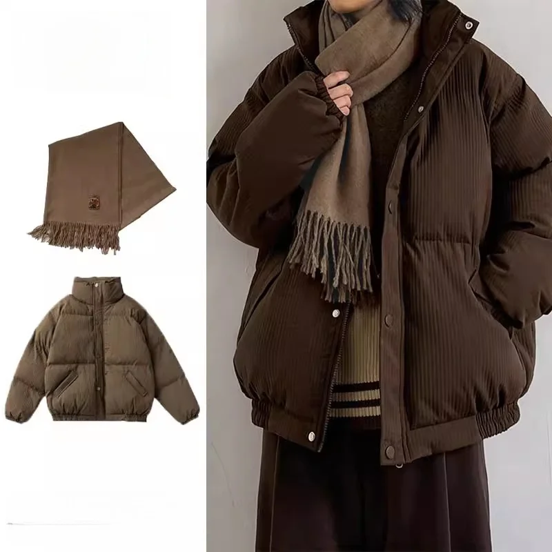 

Thiened Хлопковый комплект джета и шарфа для мужчин, осенне-зимний теплый ретро-японский костюм для колледжа, костюм из двух предметов из полиэстера...