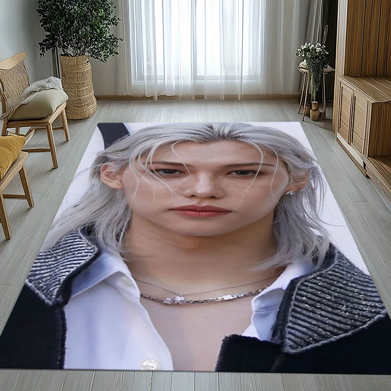 Felix Kpop Stray Kids Star Living Room Non-Slip Area Rug Soft Carpet for Bedroom Kids Playroom Sofa,Home Decor Doormat Gift