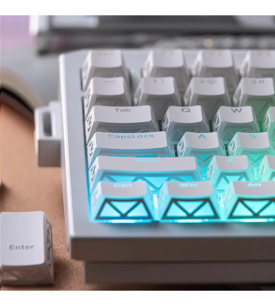 Light-transmitting positive engraving customized keyboard PC + PBT two-color original EV63 keycap folding hollowed out