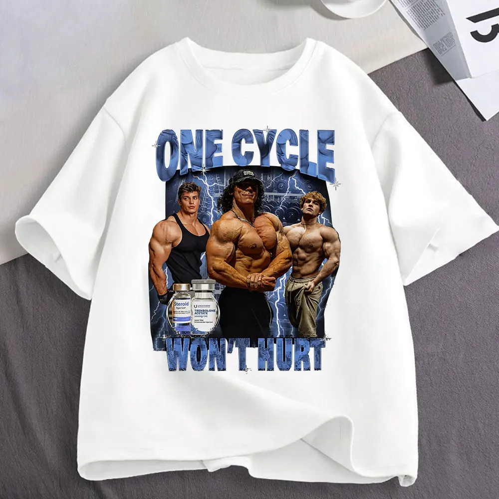 One Cycle Wont Hurt Funny Bodybuilding Gym Fitness T Shirts  Women ClothingFashion Oversized Short Sleeve T-shirts