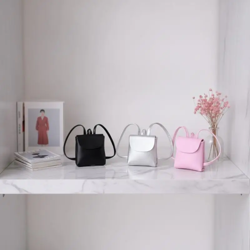 1Pcs Doll Accessories Mini Leather Backpack Bag Cute Miniature Shoulder Bag Decor For 1/6 Dress Up Photography Props