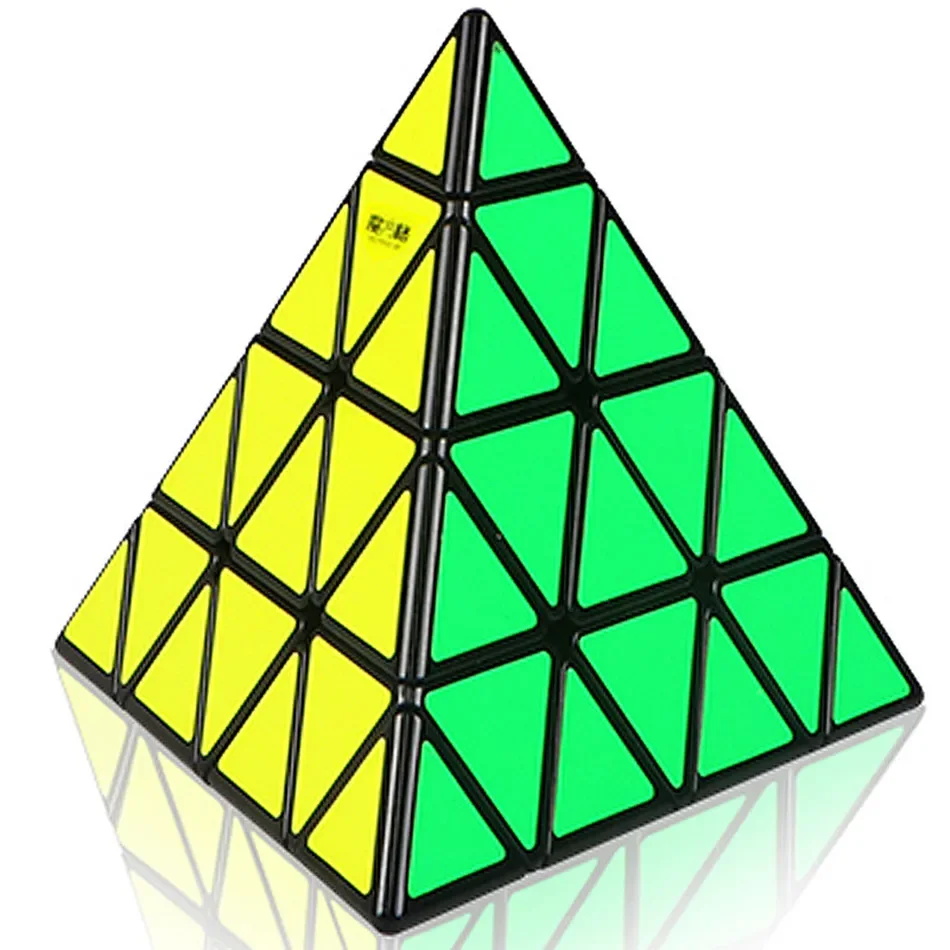 [ECube] QiYi 4x4x4 Pyraminx profesjonalna kostka prędkości 4x4 Puzzle magiczna czarna kostka bez naklejek edukacja dla dzieci zabawki prezentowe