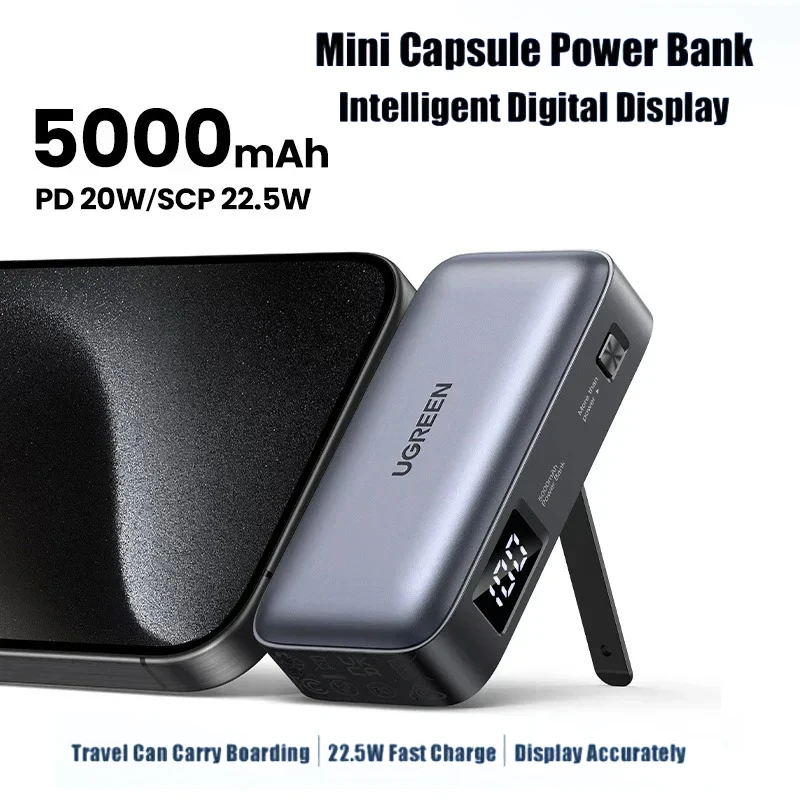 

5000mAh Mini Portable Power Bank 22.5W Fast Charging High Quality LED display Power Bank for iPhone 15 Pro Max