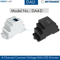 Skydance DA4-D 4CH*5A 12-24VDC CV DALI Dimmer (Din Rail)(DT6) PMW Dimming 4 x (60-120)W Driver For Single Color RGBW Strip Light