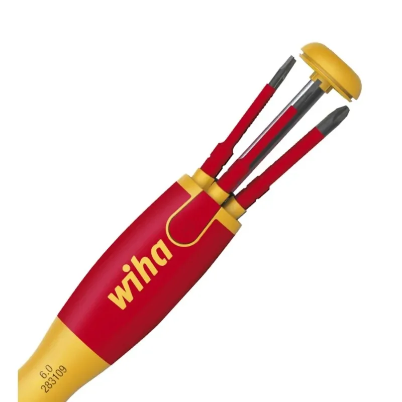 WIHA 38610 6-in-1 1000V Insulated Precision Screwdriver Multi-function Eject Bit Storage Electrician Tool