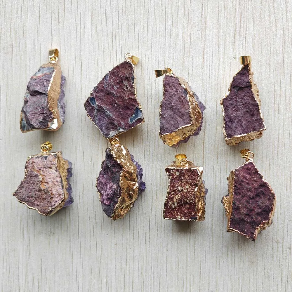 Beautiful Natural Raw Ore amethysts stone druzy irregular pendants for neckalce jewelry making 8pcs/lot Wholesale free shipping