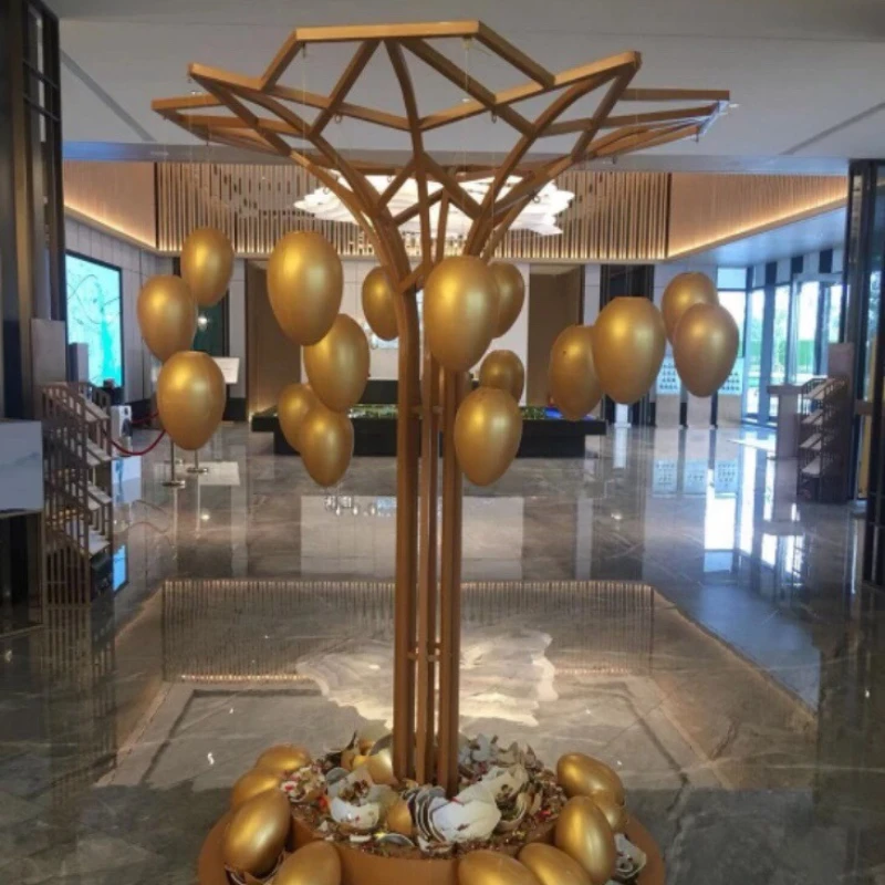 New Wedding Props, Iron Art Tree Wishing Wedding Background, Golden Egg Tree Lobby Decoration, Opening Ceremony Decoration