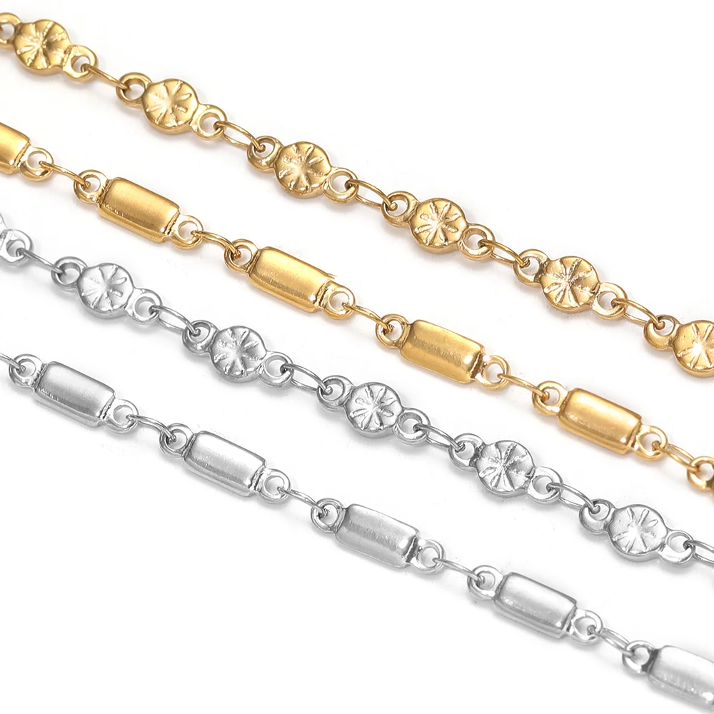 1 Meter Edelstahl-Rechteckkette in Blumenform für DIY-Schmuckherstellung von Armbändern, Halsketten und Ohrringen – Detail 3