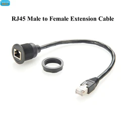 Profinet RJ45 8P8C Male to Female Extension Cable Flush Panel Mount 1Gbps Cat5e Ethernet LAN Network Cable for Stage Light