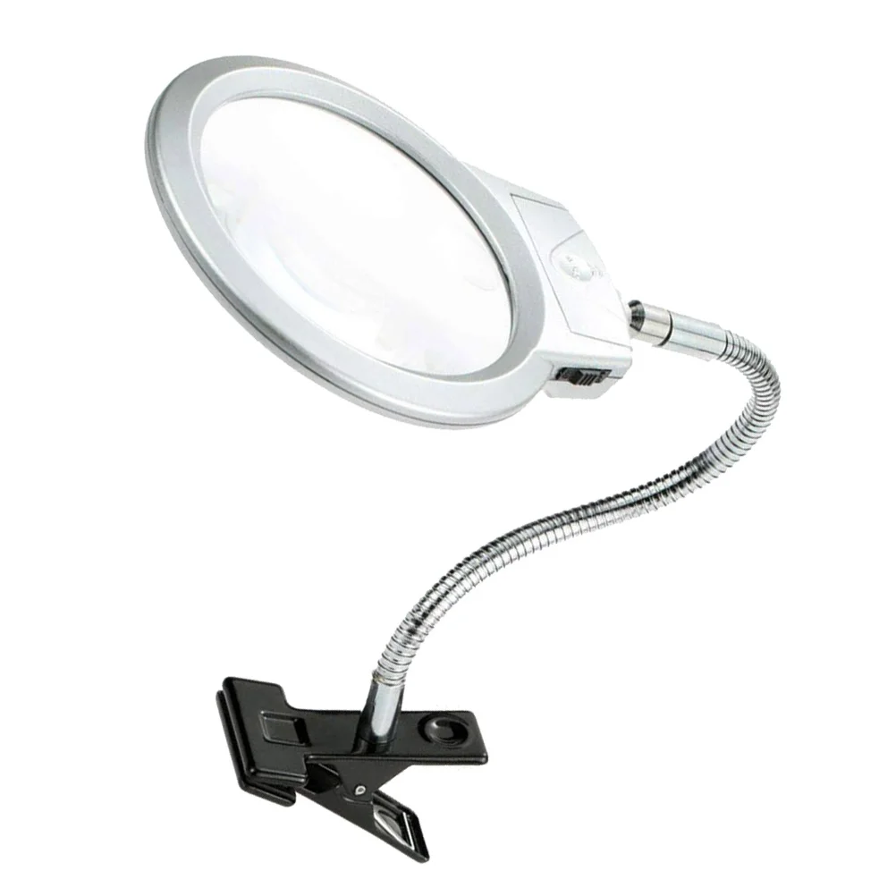 LED عدسة مكبرة كليب مصباح معدني معقوفة مرنة الرقبة القراءة ضوء مكتب دراسة ضوء الخياطة عبر غرزة صنع المجوهرات #5