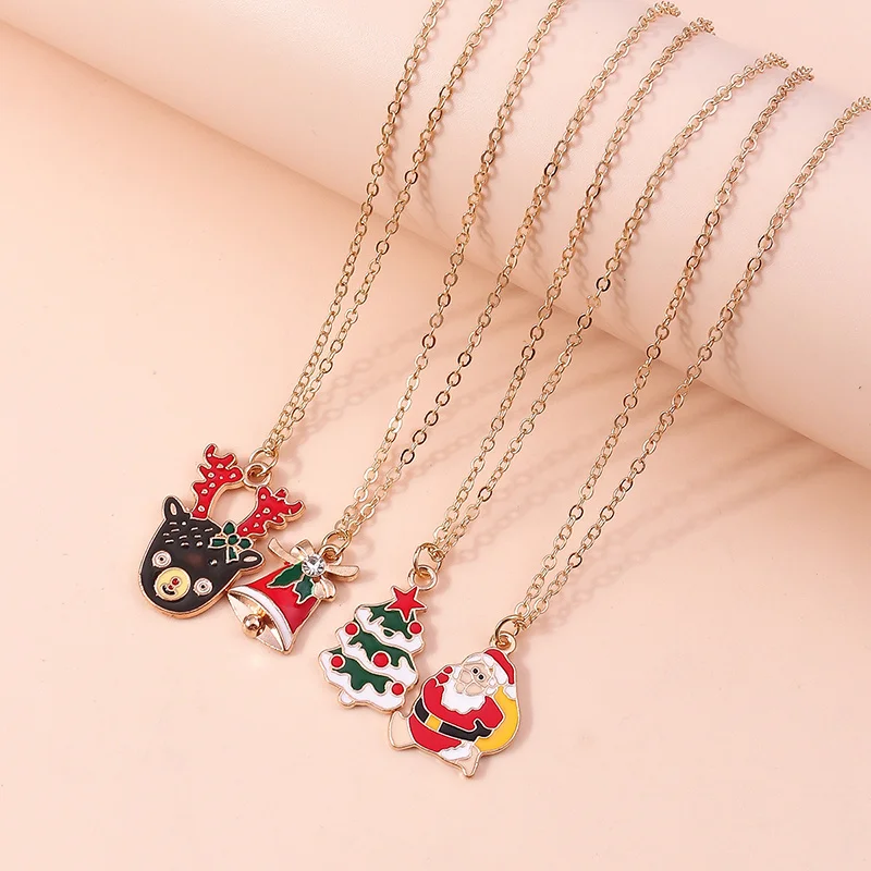 Mode Weihnachten Halsketten Emaille Santa Claus Baum Glocken Anhänger Halskette für Frauen Mädchen Weihnachten Party Urlaub Schmuck Geschenke – Detail 23