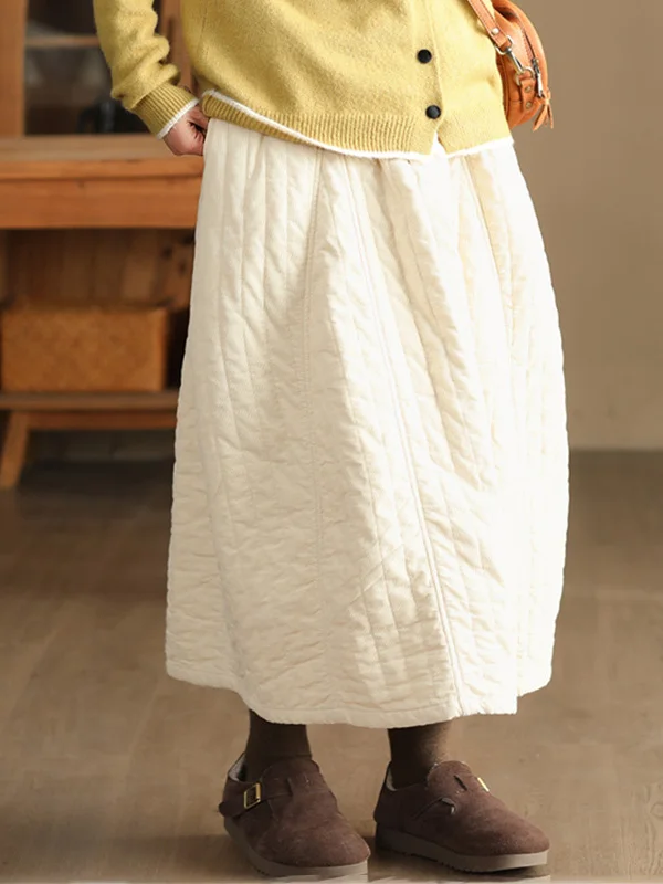 Inverno novo algodão feminino a linha saia casual cintura alta cintura elástica longa dr versátil commute sle saia bordada