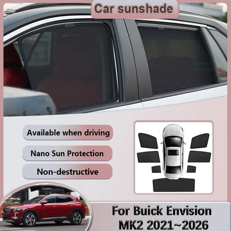 

For Buick Envision MK2 2021 2022 2023 2024 2025 2026 Car Mesh Sunshades Heat Insulation Sun Visors Privacy Curtains Accessories