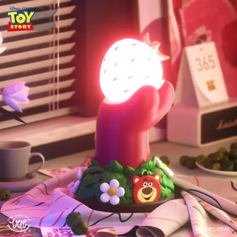 Disney Toy Story Strawberry Bear Hand Lamp Wireless Charging Small Table Lamp Collectible Trendy Home Decorations Kawaii Gift