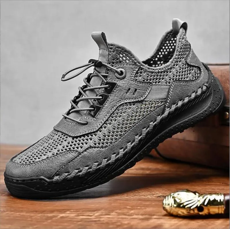 Summer Mesh Breathable Shoes Men Casual Sneakers Driving Shoe Leather Loafers Men Shoes Hot Sale Moccasins Tooling Shoe Footwear