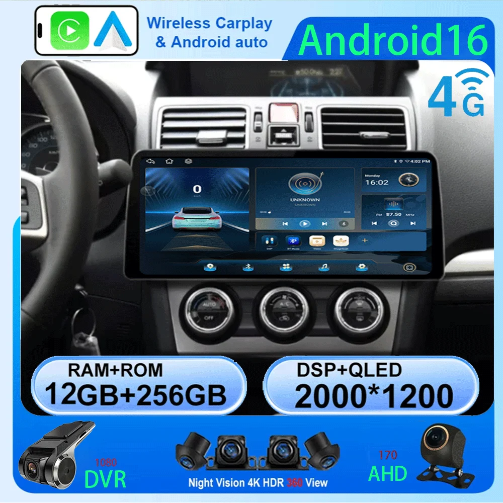 

Для Subaru Forester XV 2016: 12,3-дюймовый Android 16 QLED экран, автомобильный видеоплеер, 2DIN автомагнитола, GPS мультимедийная система, Carplay головное устройство