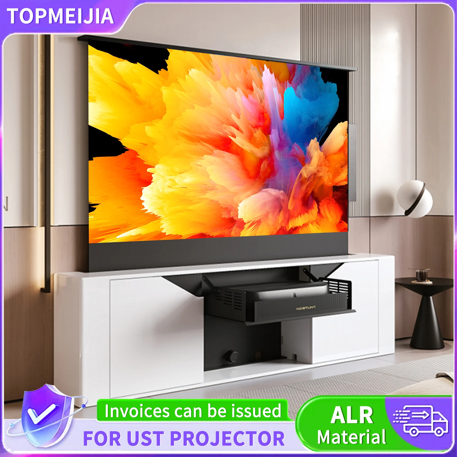 

R30 Series Laser TV Cabinet, Invisible Smart Projector Cabinet, Home Use, 80-88'' Electric Telescopic Platform for UST Projector