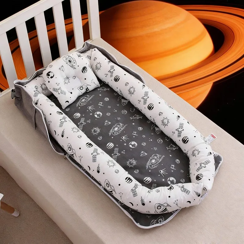 

Новая складная переносная кроватка-люлька для младенцев 2026 года с подушкой-опорой, сумка-переноска, гнездышко для малыша