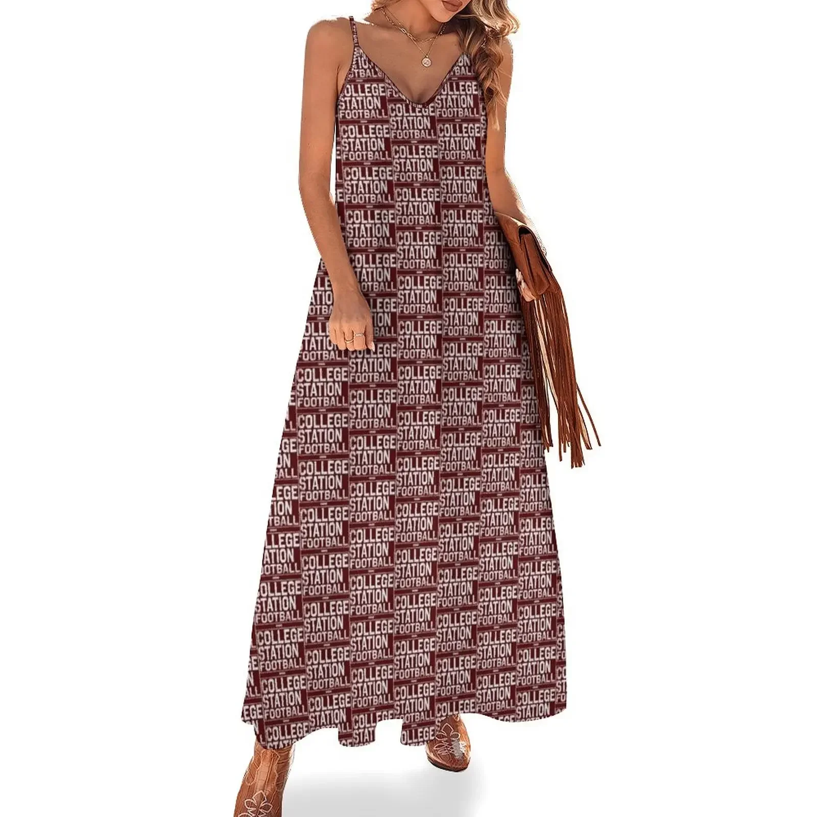 

COLLEGE STATION FOOTBALL- COLLEGE FOOTBALL TOWN IN TEXAS Sleeveless Dress dress women's clothing trend 2024 Dress