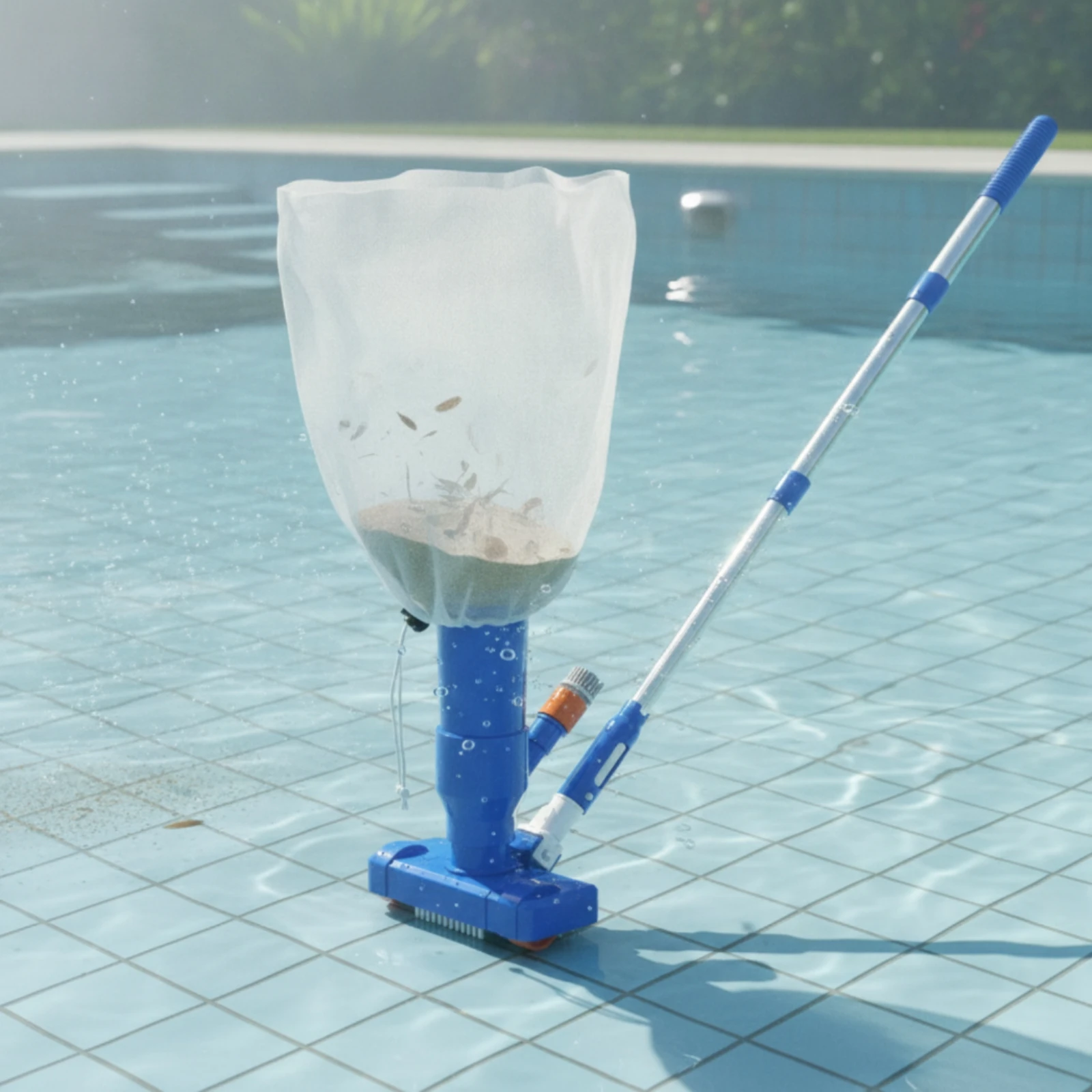 Pool Vacuum with Mesh Bag Sturdy Pool Vacuum with Pole Underwater Cleaner Portable Easy to Assemble for Swimming Pools, Spas view 2