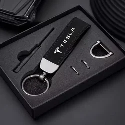 Suede Leather Alloy Car Keychain Key Ring Chain Keyrings For Tesla Model 3 Model S X Y Roadster SpaceX Auto Styling Accessories