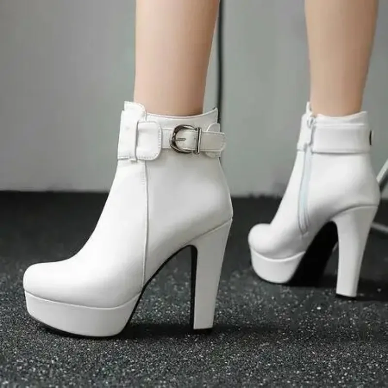Fashion Boots Women Shoes Autumn Winter Sexy Platform Ankle Boots for Women Black Red Yellow White Short Lady Shoes Large Size - Image 3