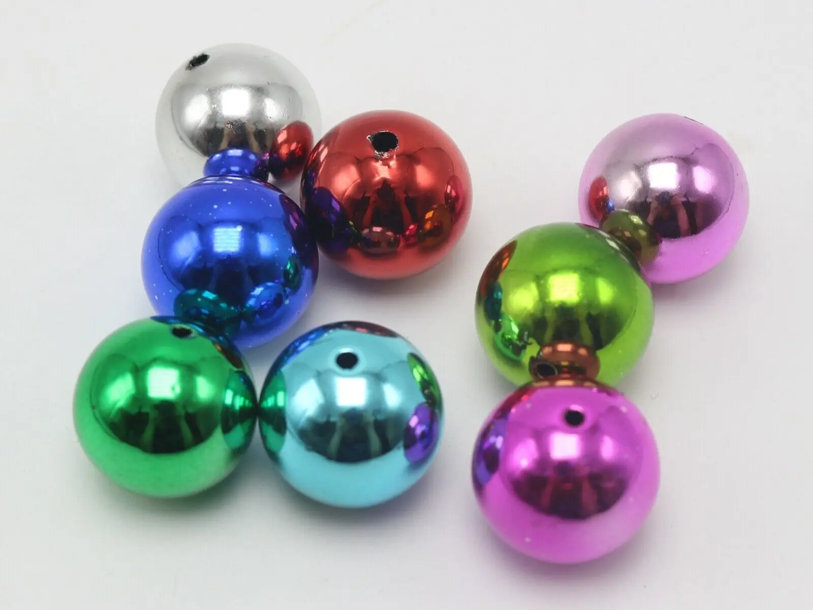 15 Shiny Mixed Color Metallic Acrylic Large Christmas Round Beads 20mm(4/5