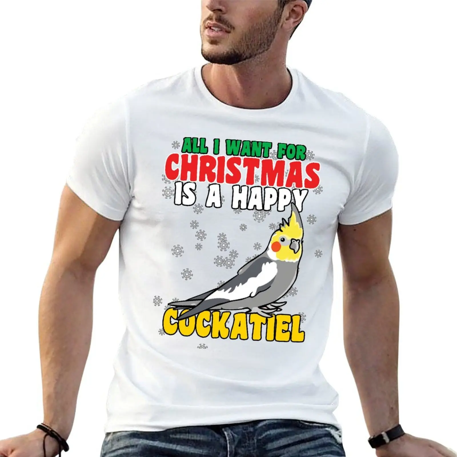 

Футболки с принтами Cockatiel All Xmas — Рождественские рубашки A t Bird Lovers — Happy Is Christmas For Want I Funny с