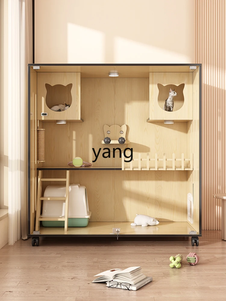 Yhl Cat Cage Does Not Cover an Area of Cabinet Large Space Cattery ouse Indoor Solid Wood  House  Nest