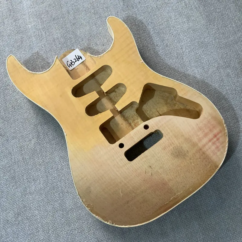 Unfinished Electric Guitar Body Flamed Top Solid Basswood SSH Pickups Two Point Fixed Tremolo Style  DIY Guitar Parts  GB264