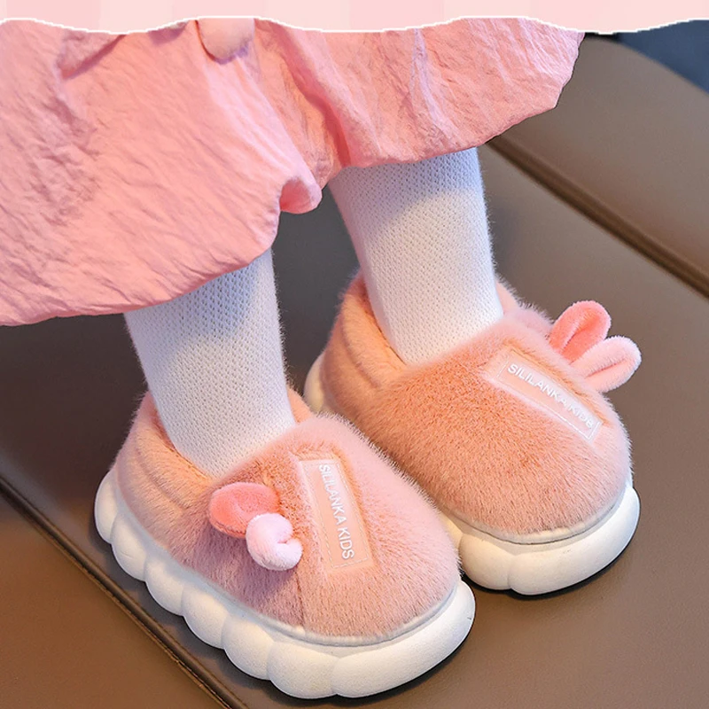 

Children Cotton Slippers Include Heel Cotton Shoes Autumn Winter Fashion Cartoon Cute Boy Girl Indoor House Shoes Parent-Child
