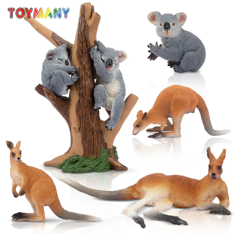 7Pcs Simulation Wildlife Animal Model Toy Mini Koala Kangaroo Figures Dolls Action Figurines Toys for Children Set Gift