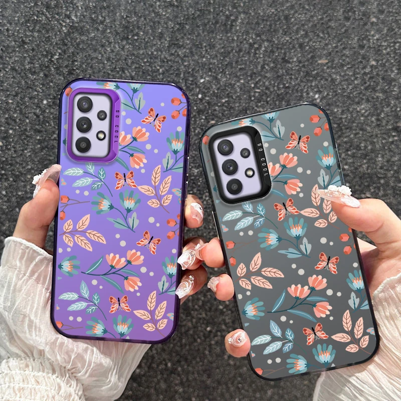 Coque For Samsung Galaxy Jump A73 A72 A53 A52s A52 A33 M32 A32 5G Cute Flower Painted Phone Case Shockproof Back Cover Funda