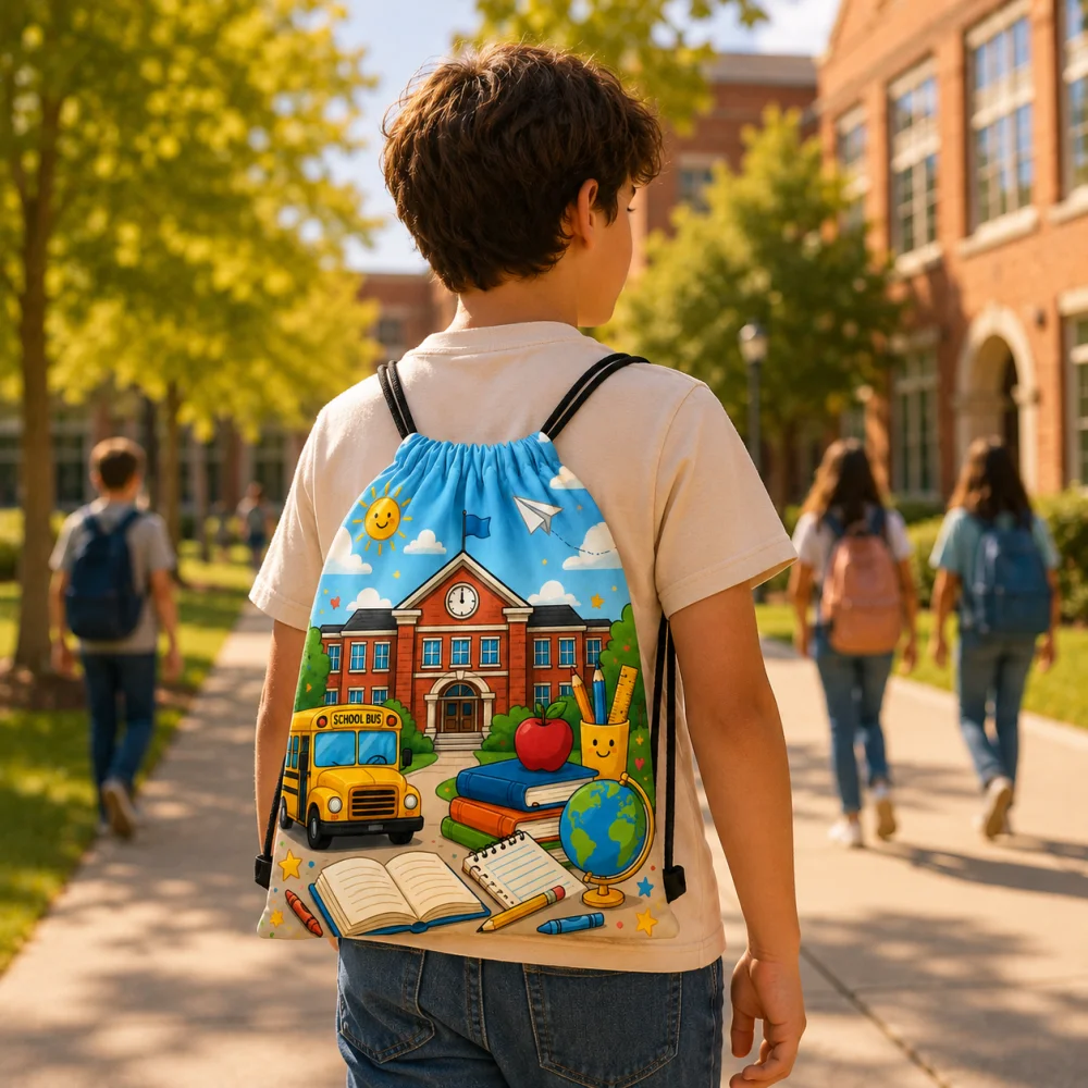 Custom Photo Drawstring Backpack Personalized Your Own Image Polyester Lightweight Gym Bag Gift for Men Women Kids