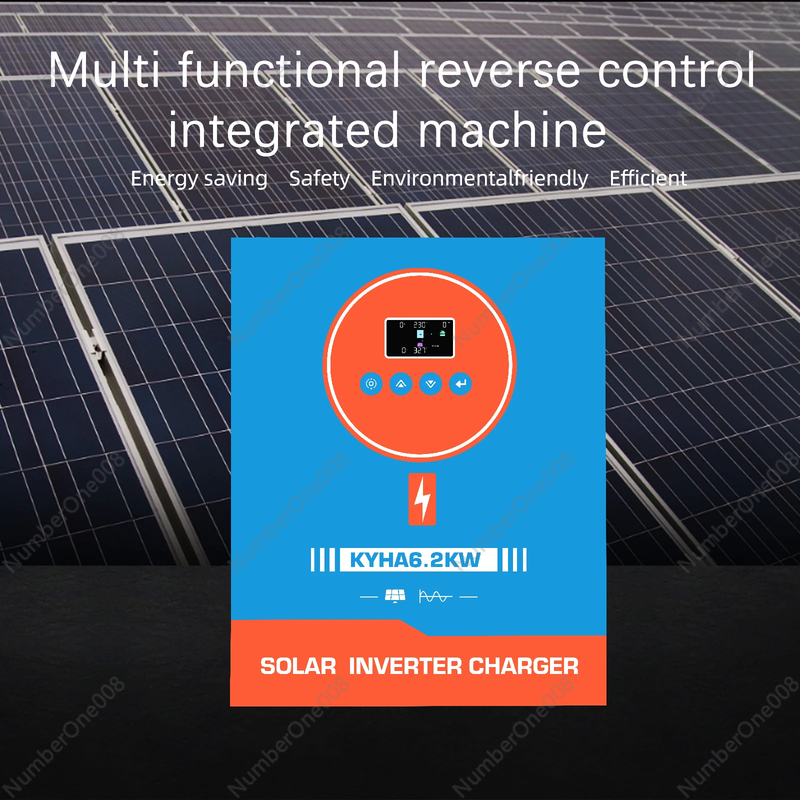 1.2kW-12.2kW Solar Inverter Controller, MPPT On/Off Grid Single Phase All-in-One for Monocrystalline Panels, Home Power System